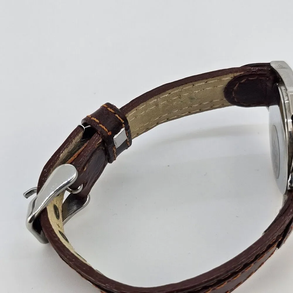 34MM Watch Women Question Mark Dial Brown Leather Bands Up to 6